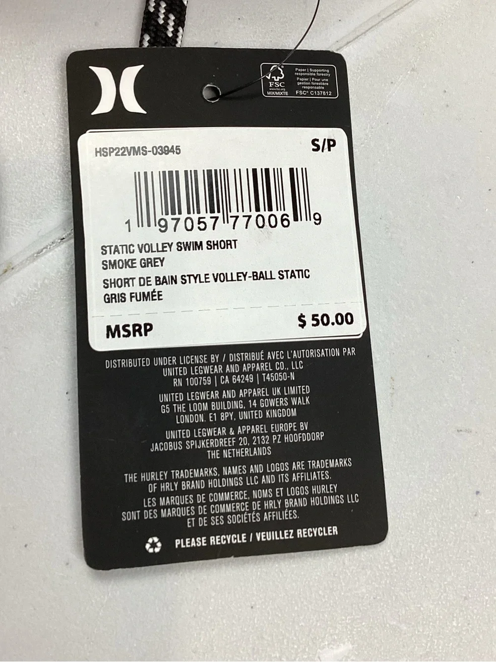 Hurley Men’s Gray Volley Swim Shorts Trunks Small NEW! Retail $50